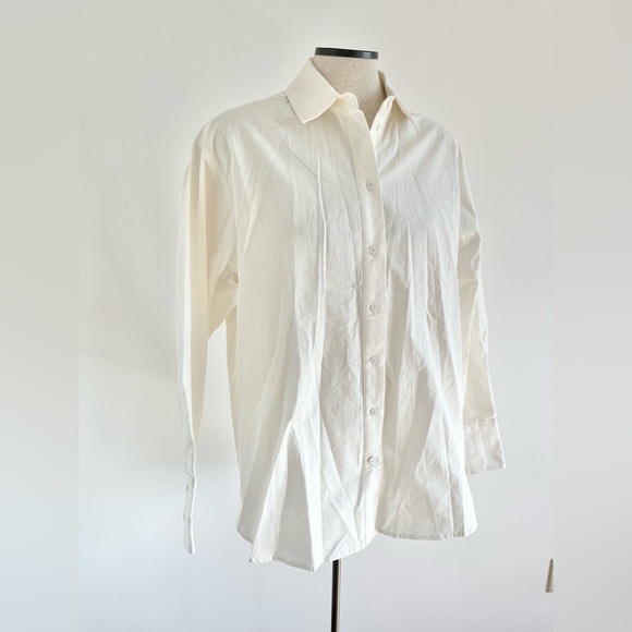 DISSH Shae White Crisp Cotton Oversized Boyfriend Button-Up Blouse Shirt Top - Picture 6 of 10
